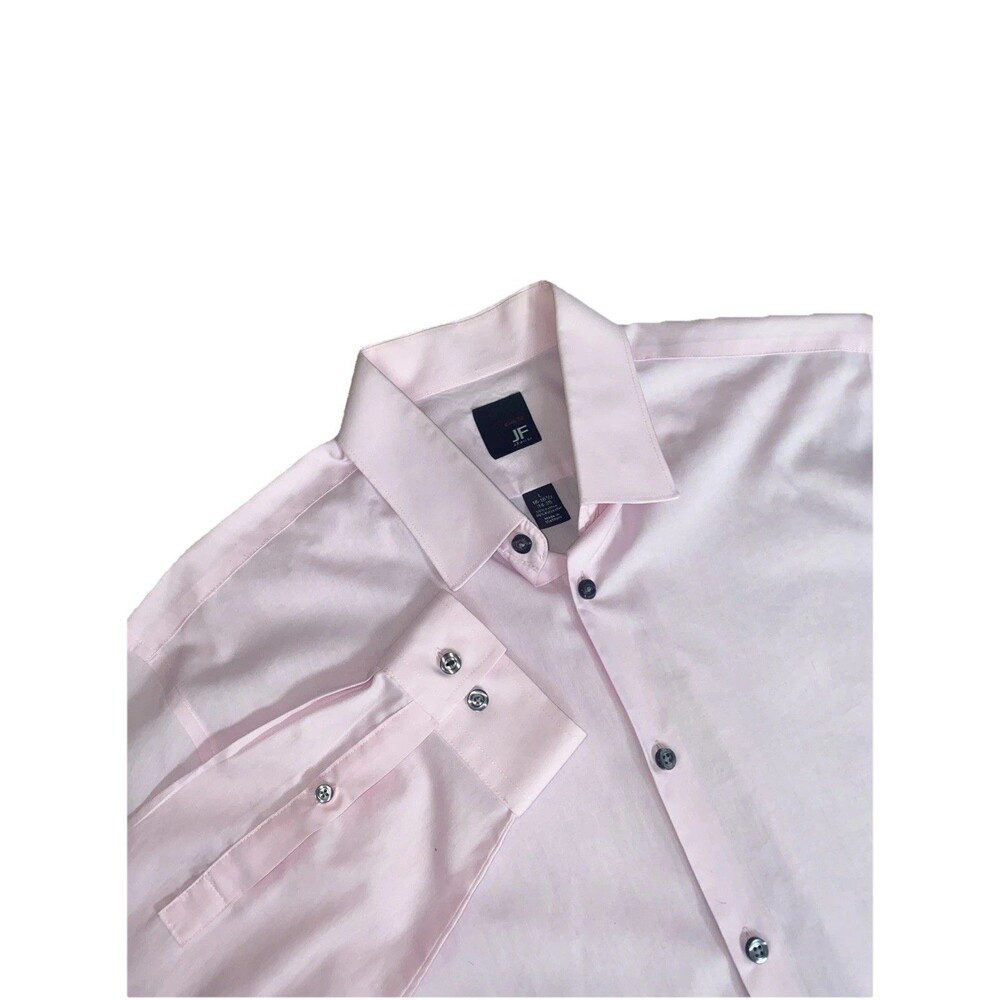 J Ferrari Dress Shirt Men’s Slim Size L 16-16.5 34-35 Pink Long Sleeve Button